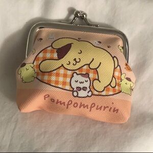 Hello Kitty PomPomPurin  coin purse small peach. 4” ”WX 3-1/“H